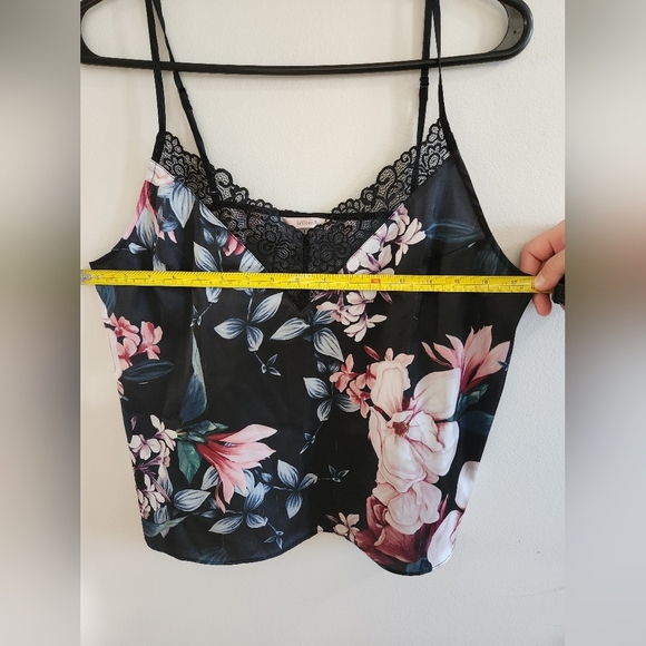 La Vie en Rose Black Floral Lace Trim Sleepwear Set Relax Fit Size M - Picture 6 of 15